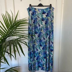 Maxi Skirt Leafy Blue and Green Pattern